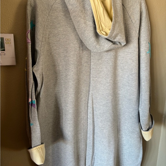 Gray Star-Patterned Zip-Up Hoodie Long robe Quacker Factory 1X - Picture 4 of 8